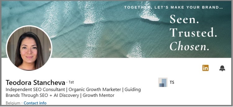 Teodora Stancheva's LinkedIn headline