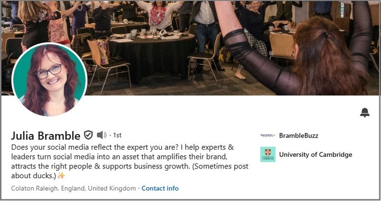 Julia Bramble's LInkedIn headline