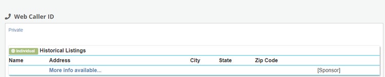 Screen shot of OKCaller's Web Caller ID dialog box.