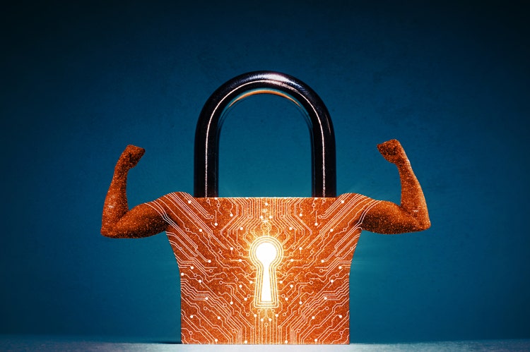 Picture of a padlock with strong arms